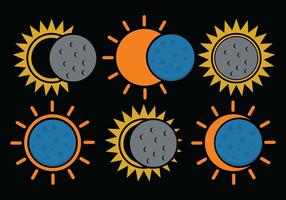 Sonnenfinsternis-Vektor-Set vektor