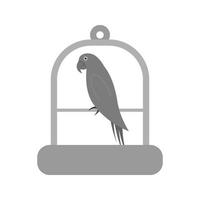 fågel i bur platt gråskale ikon vektor