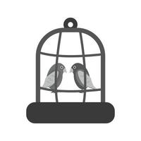 Vogel im Vogelhaus flaches Graustufensymbol vektor