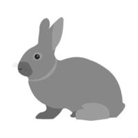 sällskapsdjur kanin platt gråskale ikon vektor