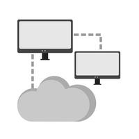 Cloud-Netzwerk flaches Graustufen-Symbol vektor