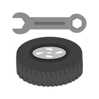 Symbol für flache Graustufen der Reifenreparatur vektor
