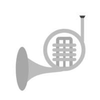 franska horn platt gråskale ikon vektor