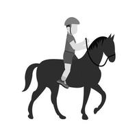 häst ryttare platt gråskale ikon vektor