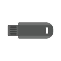 flaches graustufensymbol für usb-kabel vektor