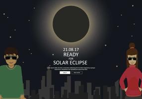 Freies Paar bereit, Solar Eclipse Illustration zu sehen vektor