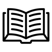 öppen tjock bok ikon, översikt stil vektor