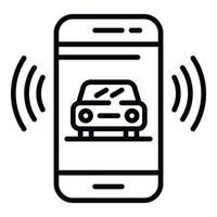 Auto auf Smartphone-Bildschirmsymbol, Umrissstil vektor