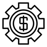 Geld-Zahnrad-Symbol, Umrissstil vektor