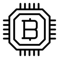 bitcoin processor ikon, översikt stil vektor