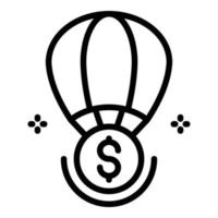 pengar varm luft ballong ikon, översikt stil vektor
