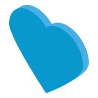 blå hjärta ikon, isometrisk stil vektor