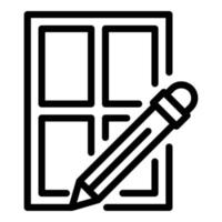 penna skrivning fönster ikon, översikt stil vektor