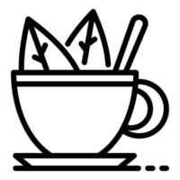grön te kopp ikon, översikt stil vektor