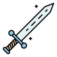 Amboss Schwert Symbol Farbe Umriss Vektor