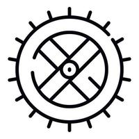 Symbol für Wassermühlenrad, Umrissstil vektor