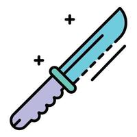 läger kniv ikon Färg översikt vektor