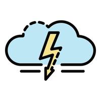 Cloud Light Bolt Symbol Farbe Umriss Vektor