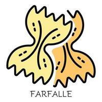 Farfalle Pasta Symbol Farbe Umriss Vektor