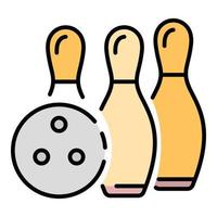 Bowling Sieg Symbol Farbe Umriss Vektor