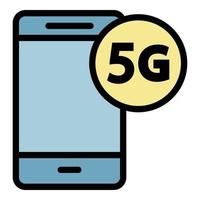 5g-Smartphone-Symbol Farbumrissvektor vektor