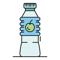 Plastikflasche Apfelessig Symbol Farbe Umriss Vektor