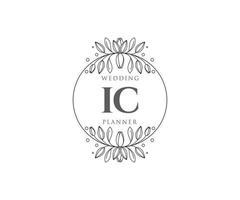 ic initialer brev bröllop monogram logotyper samling, hand dragen modern minimalistisk och blommig mallar för inbjudan kort, spara de datum, elegant identitet för restaurang, boutique, Kafé i vektor