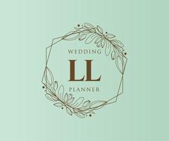 ll initialen brief hochzeit monogramm logos sammlung, handgezeichnete moderne minimalistische und florale vorlagen für einladungskarten, save the date, elegante identität für restaurant, boutique, café im vektor