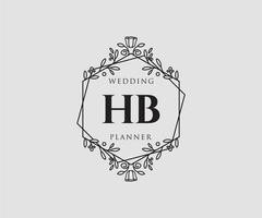 hb initialen brief hochzeitsmonogramm logos sammlung, handgezeichnete moderne minimalistische und florale vorlagen für einladungskarten, save the date, elegante identität für restaurant, boutique, café im vektor