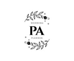 pa initialer brev bröllop monogram logotyper samling, hand dragen modern minimalistisk och blommig mallar för inbjudan kort, spara de datum, elegant identitet för restaurang, boutique, Kafé i vektor