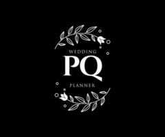 pq initialen brief hochzeitsmonogramm logos sammlung, handgezeichnete moderne minimalistische und florale vorlagen für einladungskarten, save the date, elegante identität für restaurant, boutique, café im vektor