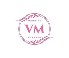 vm initialen brief hochzeitsmonogramm logos sammlung, handgezeichnete moderne minimalistische und florale vorlagen für einladungskarten, save the date, elegante identität für restaurant, boutique, café im vektor