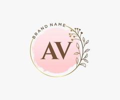 första AV feminin logotyp. användbar för natur, salong, spa, kosmetisk och skönhet logotyper. platt vektor logotyp design mall element.