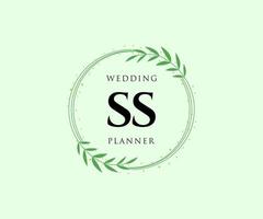 ss initialen brief hochzeitsmonogramm logos sammlung, handgezeichnete moderne minimalistische und florale vorlagen für einladungskarten, save the date, elegante identität für restaurant, boutique, café im vektor