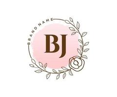 anfängliches feminines bj-logo. verwendbar für Natur-, Salon-, Spa-, Kosmetik- und Schönheitslogos. flaches Vektor-Logo-Design-Vorlagenelement. vektor