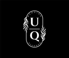 uq initialer brev bröllop monogram logotyper samling, hand dragen modern minimalistisk och blommig mallar för inbjudan kort, spara de datum, elegant identitet för restaurang, boutique, Kafé i vektor