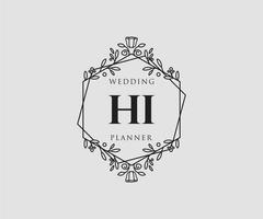 Hej initialer brev bröllop monogram logotyper samling, hand dragen modern minimalistisk och blommig mallar för inbjudan kort, spara de datum, elegant identitet för restaurang, boutique, Kafé i vektor