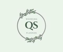 qs initialen brief hochzeitsmonogramm logos sammlung, handgezeichnete moderne minimalistische und florale vorlagen für einladungskarten, save the date, elegante identität für restaurant, boutique, café im vektor