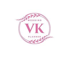 vk initialen brief hochzeitsmonogramm logos sammlung, handgezeichnete moderne minimalistische und florale vorlagen für einladungskarten, save the date, elegante identität für restaurant, boutique, café im vektor