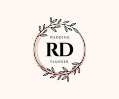 rd initials brief hochzeitsmonogramm logos sammlung, handgezeichnete moderne minimalistische und florale vorlagen für einladungskarten, save the date, elegante identität für restaurant, boutique, café im vektor