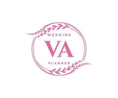 va initialen brief hochzeitsmonogramm logos sammlung, handgezeichnete moderne minimalistische und florale vorlagen für einladungskarten, save the date, elegante identität für restaurant, boutique, café im vektor