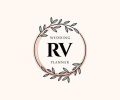 rv initialer brev bröllop monogram logotyper samling, hand dragen modern minimalistisk och blommig mallar för inbjudan kort, spara de datum, elegant identitet för restaurang, boutique, Kafé i vektor