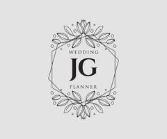 jg initialer brev bröllop monogram logotyper samling, hand dragen modern minimalistisk och blommig mallar för inbjudan kort, spara de datum, elegant identitet för restaurang, boutique, Kafé i vektor