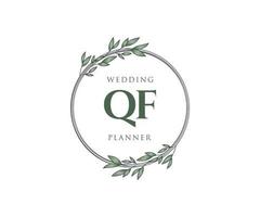 qf initialen brief hochzeitsmonogramm logos sammlung, handgezeichnete moderne minimalistische und florale vorlagen für einladungskarten, save the date, elegante identität für restaurant, boutique, café im vektor