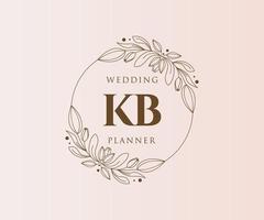 kb initialen brief hochzeitsmonogramm logos sammlung, handgezeichnete moderne minimalistische und florale vorlagen für einladungskarten, save the date, elegante identität für restaurant, boutique, café im vektor