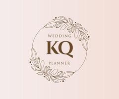 kq initialer brev bröllop monogram logotyper samling, hand dragen modern minimalistisk och blommig mallar för inbjudan kort, spara de datum, elegant identitet för restaurang, boutique, Kafé i vektor