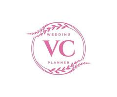 vc initialer brev bröllop monogram logotyper samling, hand dragen modern minimalistisk och blommig mallar för inbjudan kort, spara de datum, elegant identitet för restaurang, boutique, Kafé i vektor