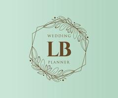 lb initialer brev bröllop monogram logotyper samling, hand dragen modern minimalistisk och blommig mallar för inbjudan kort, spara de datum, elegant identitet för restaurang, boutique, Kafé i vektor