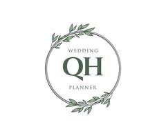 qh initialer brev bröllop monogram logotyper samling, hand dragen modern minimalistisk och blommig mallar för inbjudan kort, spara de datum, elegant identitet för restaurang, boutique, Kafé i vektor