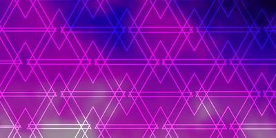 ljus lila, rosa vektor bakgrund med linjer, trianglar.